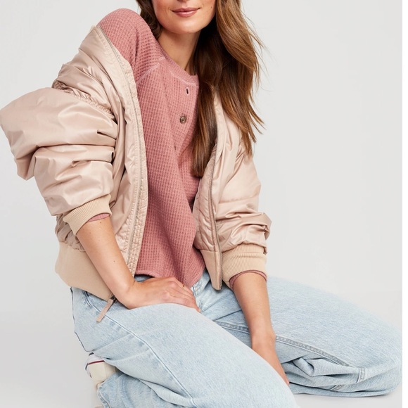 NWT OLD NAVY Plush Waffle-Knit Henley Top Color: Dusty Pink - Picture 4 of 5